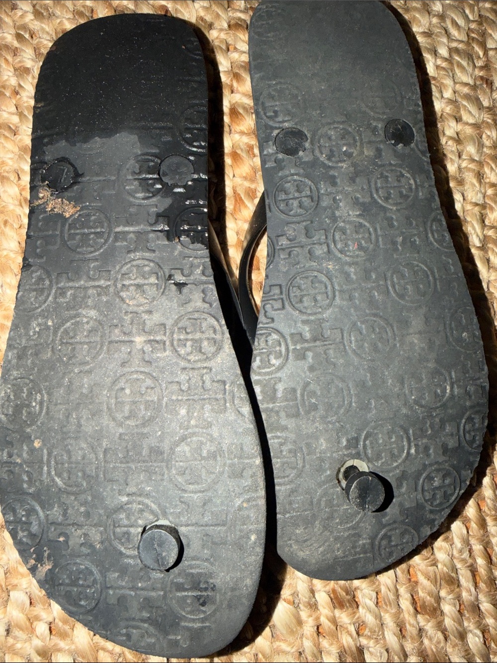 Tory Burch Black-Strap Flip Flops with Leopard Print Footbed - Picture 3 of 3